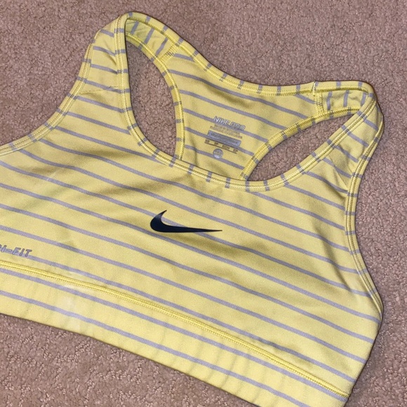 Nike Other - Nike Pro Yellow Striped Sports Bra